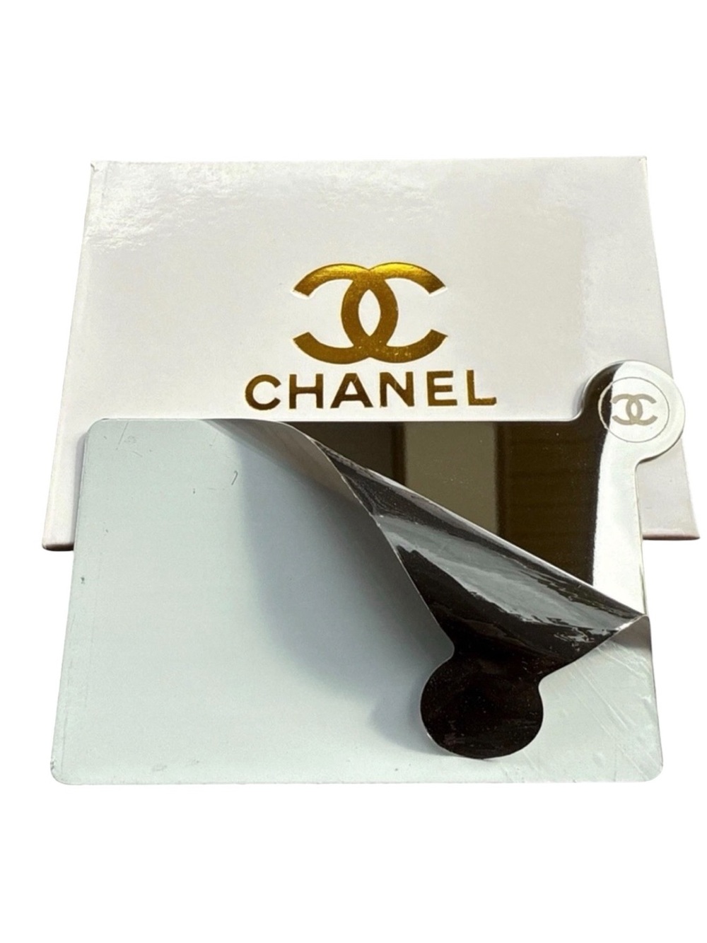 CHANEL Beauty VIP Gift Pink Card Holder Sleeve Silver Pocket Mirror With Box - Picture 11 of 11